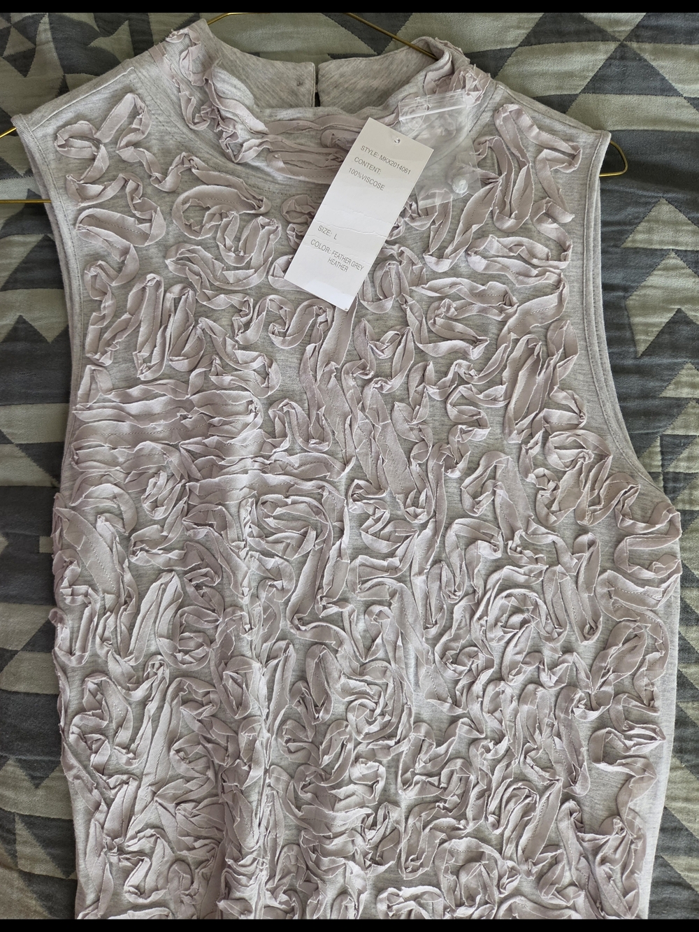 Design History New Heather Gray Top, Sculpted Front, Keyhole Button Back, Dressy